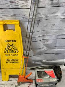 lot 65 image: Long Caulking Gun, Wet Floor Sign, B&D Drill, Headlight, Wiper Blade