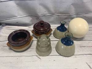 lot 73 image: Hemingray 45 Insulator, Rhea Egg, Pottery