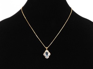 lot 58 image: .925 Sterling Silver Diamond Accented Oval Cut Topaz Vermeil Pendant Necklace