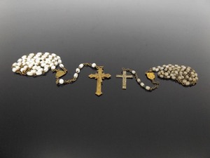 lot 50 image: 2 Antique Beaded Brass Rosaries