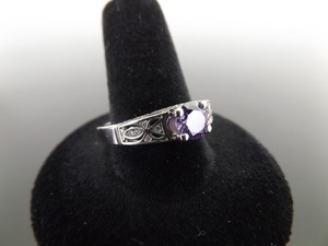 lot 67 image: .925 Sterling Silver Amethyst Crystal Ring Size 10