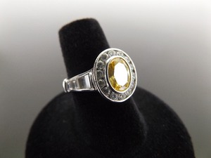 lot 68 image: .925 Sterling Silver Citrine Crystal Ring Size 7