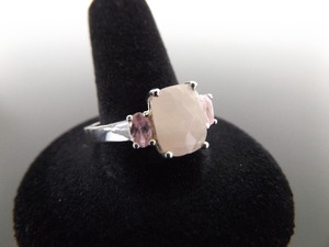 lot 69 image: .925 Sterling Silver Rose Quartz Crystal Ring Size 11