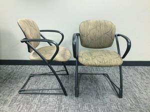 lot 12 image: MSRP $1200 - Pair High Quality Steelcase Ally Specialty Upholstered Seat & Tilting Back Ergonomic Sled-Base Multipurpose Chair With Arms - Contemporary & Sleek Guest Seating - Like New Condition