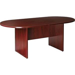 lot 16 image: MSRP $250 Lorell Essentials 72 Oval Office Mahogany Finish Conference Table - Like New Condition