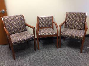 lot 37A image: WOW MSRP $750 Each Lot Of 3 High Quality National Office Furniture Journey Model #N70MM Upholstered Guest Open Arm Chairs - Great Condition No Stains Or Tears Please See PDF Price List