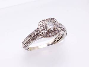 lot 15 image: Lovely Diamond Halo Estate Ring in 14k White Gold