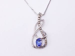 lot 16 image: Mesmerizing Tanzanite and Diamond Estate Necklace in 14k White Gold