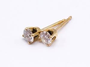 lot 22 image: Diamond Stud Estate Earrings in 14k Yellow Gold