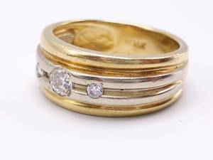 lot 39 image: Mens Triple Diamond Estate Band in 14k Two-Tone Gold