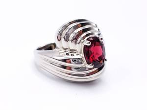 lot 44 image: Striking Garnet Estate Ring in a Designer Styled Sterling Silver Setting