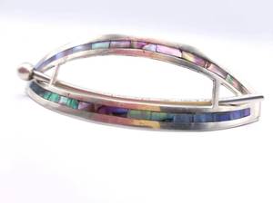 lot 49 image: Beautiful Multi-colored Inlaid Alpaca Silver Hair Barette