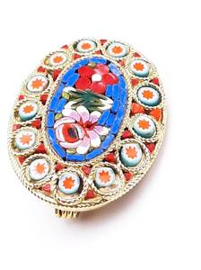 lot 51 image: Astonishing Italian Murano Millefiori Mosiac Glassworks Estate Brooch