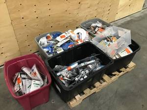 lot 5 image: Huge Lot of Indoor Supplies - Doorbells - Sliding Door handles - Storm Door Closers - Primeline Window & Door Hardware - Cleaning Supplies & Spray Bottles & MORE