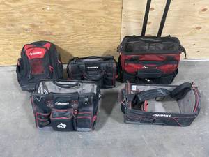 lot 23 image: Lot of five used & damaged HUSKY tool bags