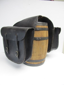 lot 19 image: Pair of Heavy Duty Old Vintage Leather Motorcycle Saddle Bags