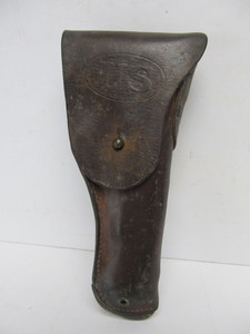 lot 30 image: Original 1942 WW2 Leather JOSEPH M. MOSSER - M1916 Pistol Holster