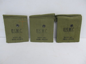 lot 45 image: 3 Original WW2 BOYT Military Ammo Pouches - Marine Corps