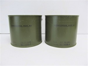 lot 47 image: 2 Original Korean War Military Gas MaskRespirator Canisters - NOS 