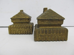 lot 106 image: 2 Antique Gilt Cast Iron FORT SNELLING Paperweights