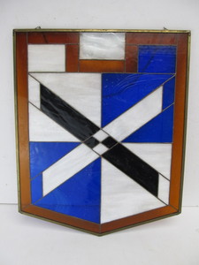 lot 108 image: Vintage Stained Glass Geometric Wall Hanging