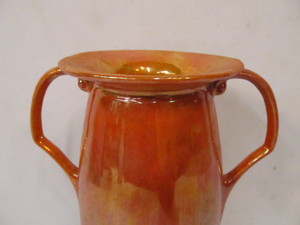 lot 61 image: Old Vintage NILS CEDERBORG Orange Sunset Lustre Handled Vase