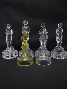 lot 110 image: Collection of 6 Vintage 1930s Deco Cambridge Glass Figural Flower Frogs etc