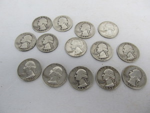 lot 165 image: Lot of 14 Silver Quarters