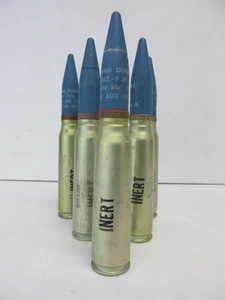 lot 172 image: Lot of 6 Large Original 20mm Inert Dummy Training Ammo Shells