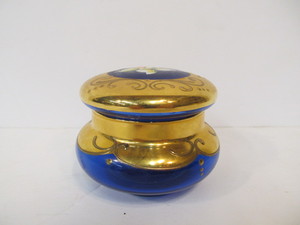 lot 204 image: Art Deco Hand Painted Cobalt Blue Gold Art Lidded Jar