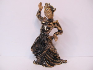 lot 208 image: Signed vintage Mid Century Oriental Art Pottery Figure - 13.5