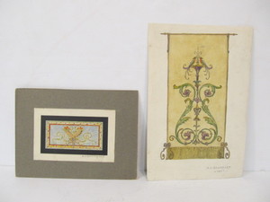 lot 217 image: 2 Original 1920s Illustration Textile Catalog Paintings by A.A. Baumgart