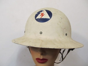 lot 230 image: Vintage WW2 Era Civil Defense Metal Helmet