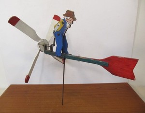 lot 235 image: Vintage Painted Wood Folk Art Whirligig (AS IS)