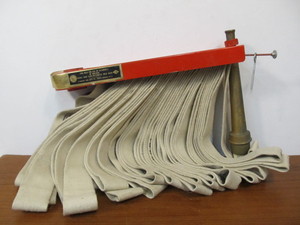 lot 243 image: Vintage Industrial Fire Hose wBrass Zozzle