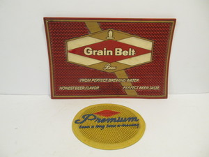 lot 75 image: 2 Vintage GRAIN BELT Beer Advertising Bar Mats 