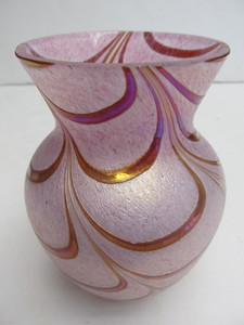 lot 245 image: Art Deco Style Pearlized PinkPurple Gold Swirl Art Glass