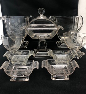 lot 113 image: Lot of Antique 1880s Riverside Glass Company Glass Serving Pieces 