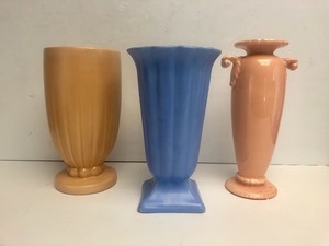 lot 63 image: 3 Large Vintage Mid Century Art Pottery Planter Vases