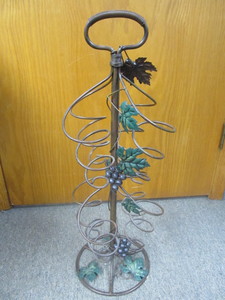 lot 95 image: Large Metal Wire Grape Vine WINE BOTTLE Display Stand