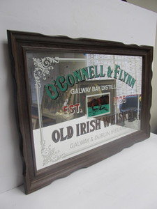 lot 253 image: Vintage 1970s OConnell & Flynn Old Irish Whiskey Advertising Bar Mirror