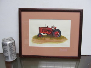 lot 256 image: Framed Signed Watercolor & Ink Artwork by Edward Schaeffer - International Harvester Farmall Tractor