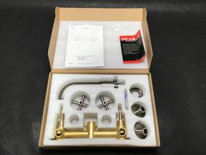 Sumerain Wall Mount Bathroom Faucet,Cross 2-Handle in Modern Brushed Nickel Finish,Rough-in Valve Included