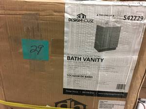 lot 29 image: Design House Wyndham 24 in. W x 18 in. D Ready to Assemble Bath Vanity Cabinet Only in Gray not used in good condition