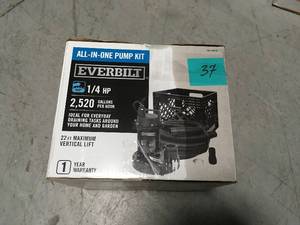 lot 37 image: Everbilt 14 HP Submersible Utility Pump Kit in good condition