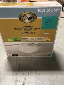 lot 49 image: Hampton Bay 11 in. Warm and Bright White Light Universal LED Ceiling Fan Light Kit in good condition