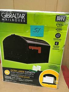 lot 51 image: Gibraltar Mailboxes Storehouse Galvanized Steel Black Extra Large Parcel Mailbox in good condition