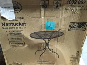 lot 7 image: Nantucket Round Metal Outdoor Patio Bistro Table not used