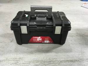 lot 11 image: Husky 22 in. Plastic Portable Tool Box with Metal Latches in Black in good condition