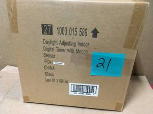 lot 21 image: Defiant 7-Day Indoor In-Wall SunSmart Digital Timer Switch w Motion Sensor not used case of 3
